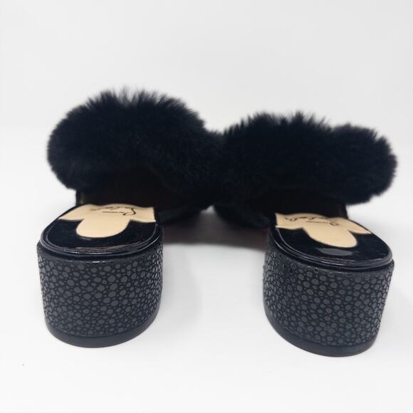 Christian Louboutin Boudiva Black Fur Mules Size 7 - Picture 5 of 6
